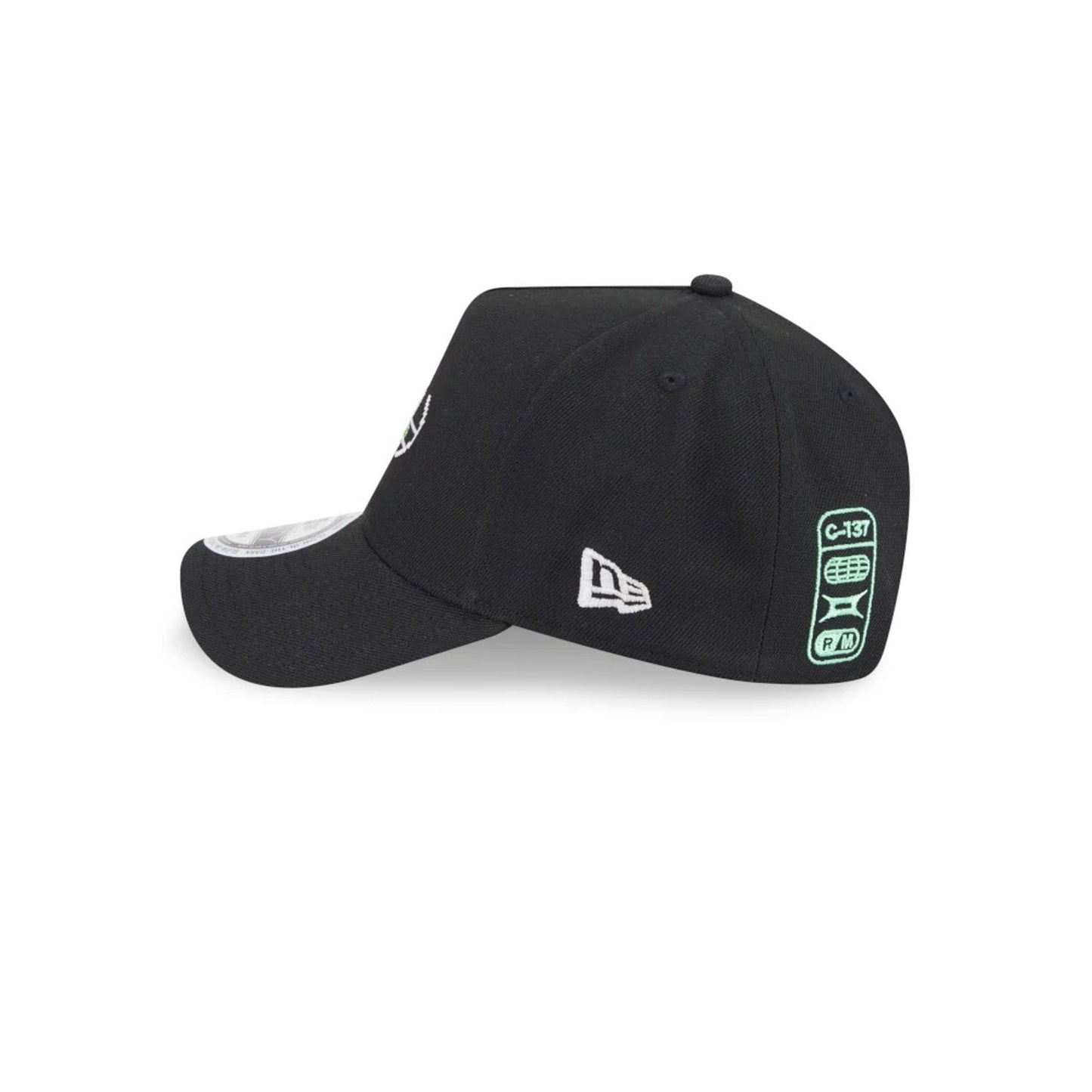Pictured is this Rick And Morty Glow In The Dark 9FORTY A-Frame Adjustable cap in black. 5