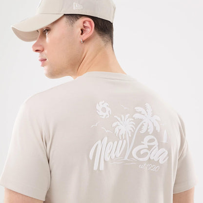The model is wearing this New Era Resort T-Shirt in natural. 4