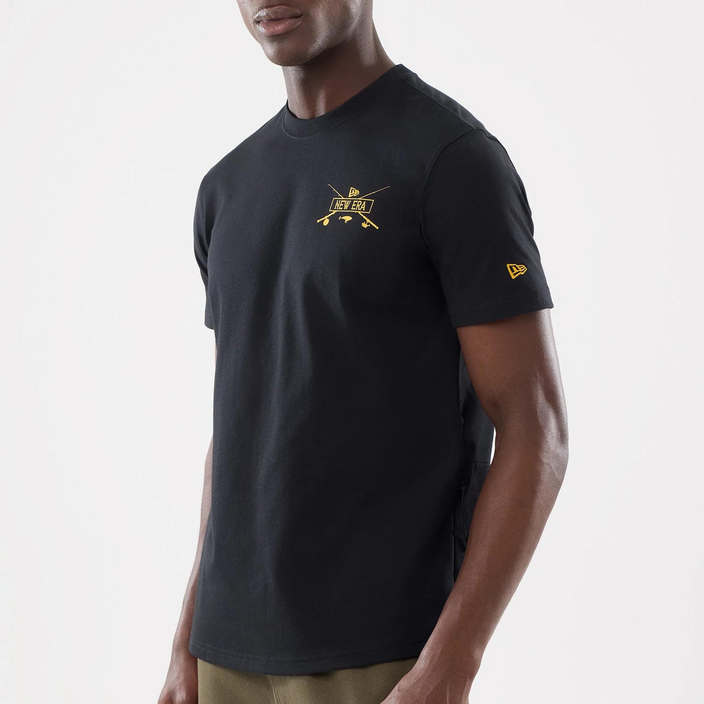The model is wearing this New Era Outdoor Fishing T-Shirt in black. 7