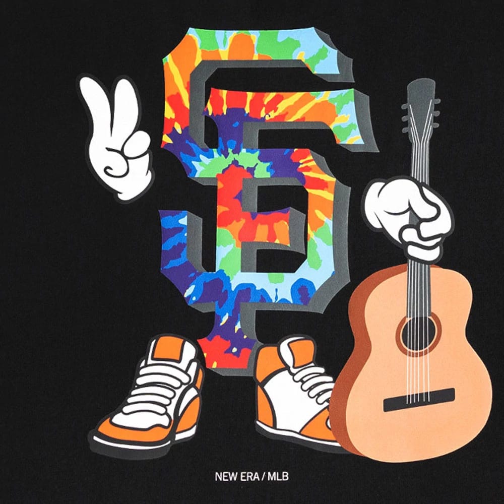 The model is wearing this MLB Cartoon San Francisco Giants T-Shirt in black. 3