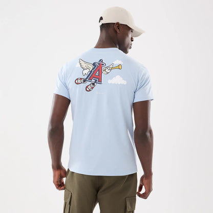 The model is wearing this MLB Cartoon LA Angels T-Shirt in blue. 2