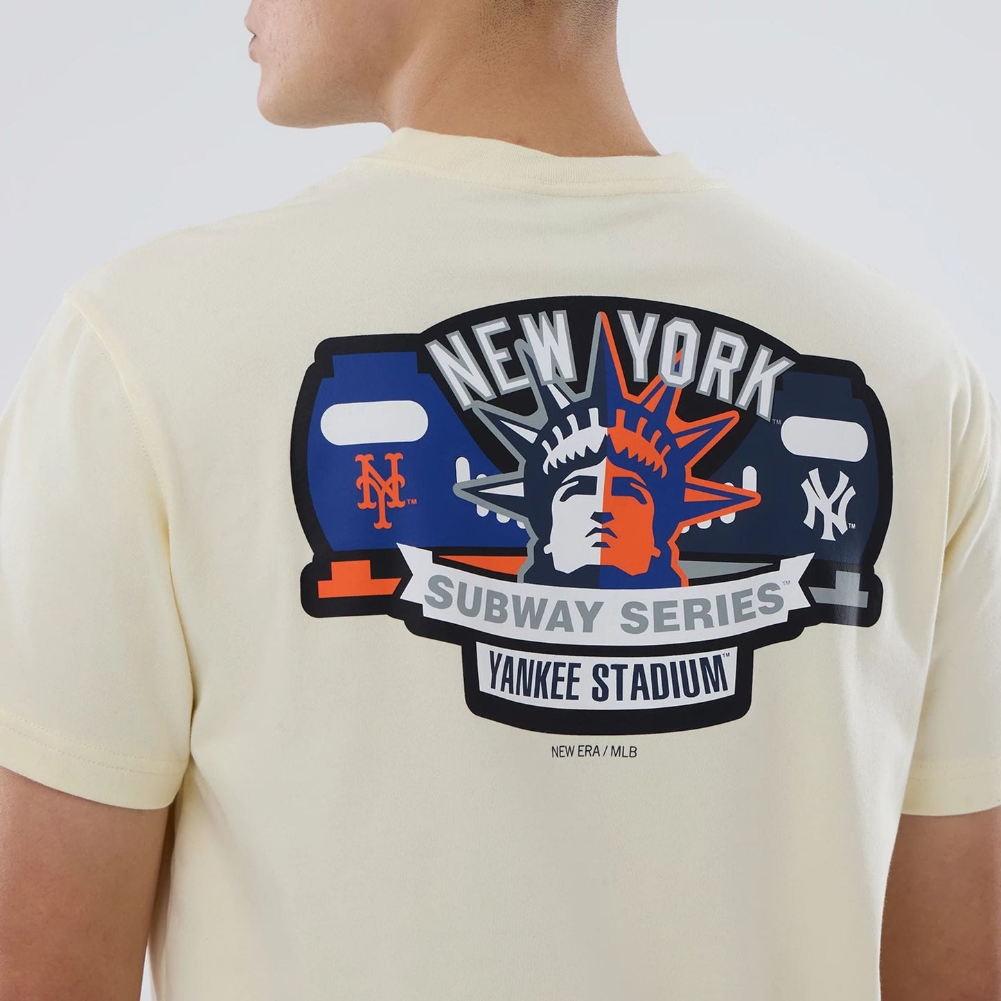 The model is wearing this MLB City Series New York Yankees T-Shirt in cream. 5
