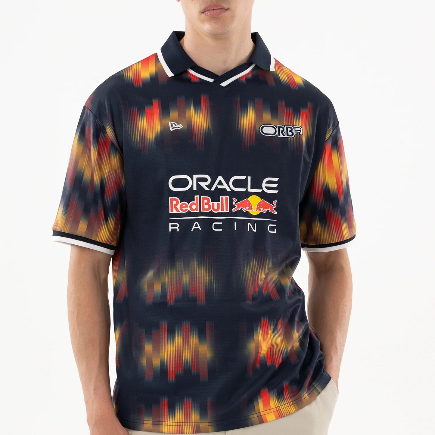The model is wearing this Red Bull Racing Soccer Jersey in multi. 6