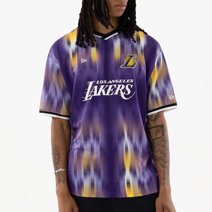 The model is wearing this NBA LA Lakers Soccer Jersey in purple. 3