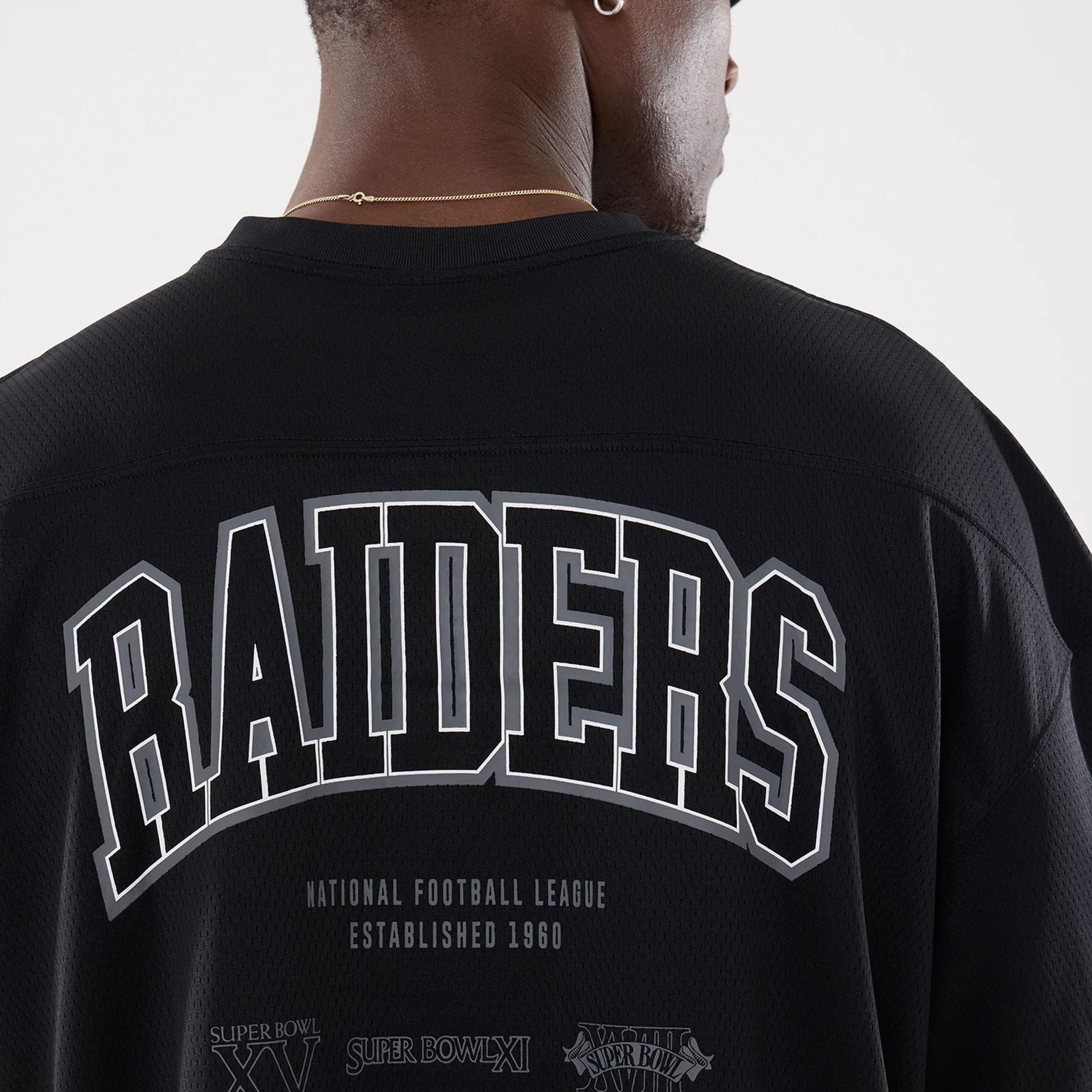 NFL Raiders Wear Las Vegas Raiders Black Mesh Oversized T-Shirt