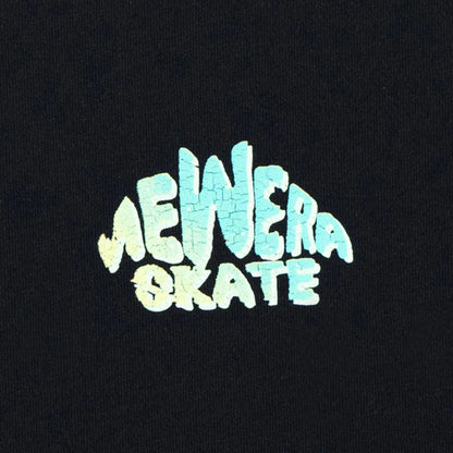 The model is wearing this New Era Skate Is Life Graphic Oversized T-Shirt in black. 2