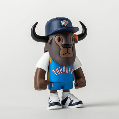 Pictured is this NBA 2025 Oklahoma City Thunder Mini Buffalo Figure in pastel blue. 3