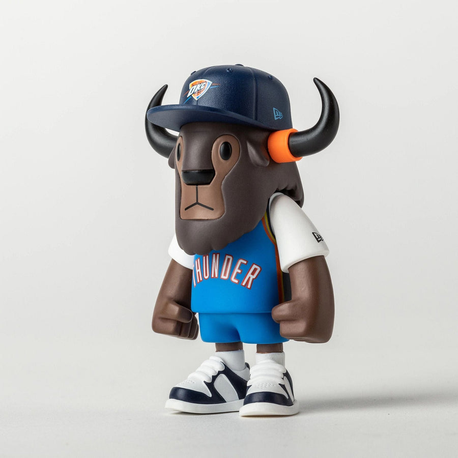 Pictured is this NBA 2025 Oklahoma City Thunder Mini Buffalo Figure in pastel blue. 2