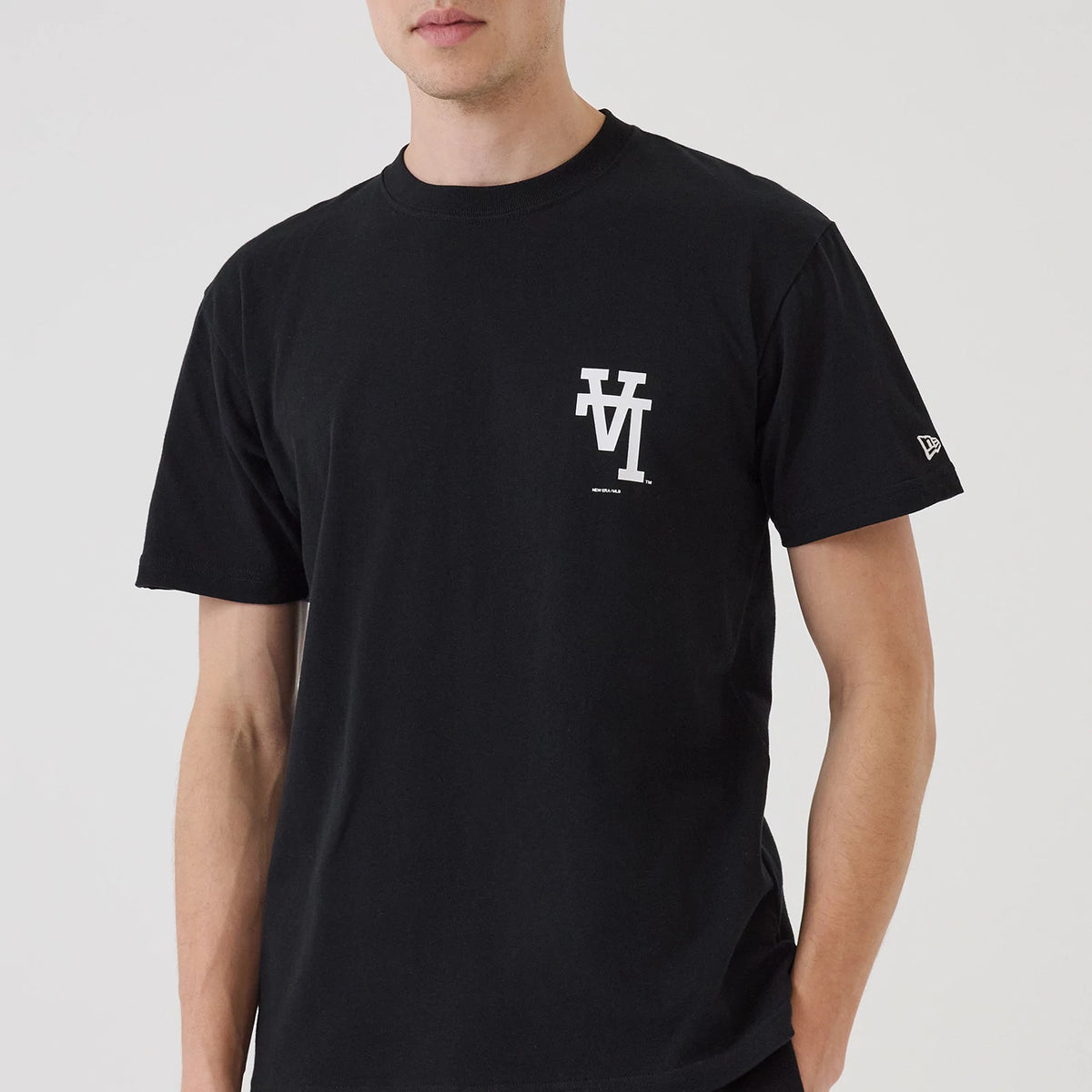 The model is wearing this MLB Upside Down LA Dodgers T-Shirt in black. 5
