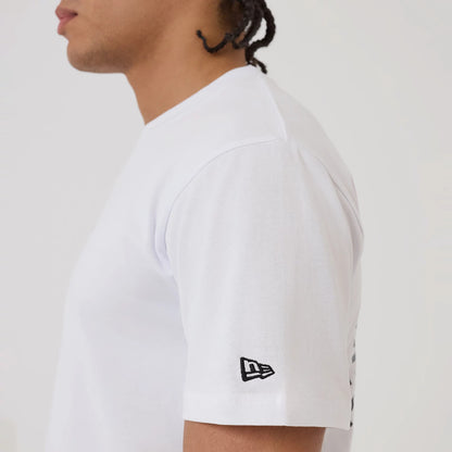 The model is wearing this New Era Circle T-Shirt in white. 7