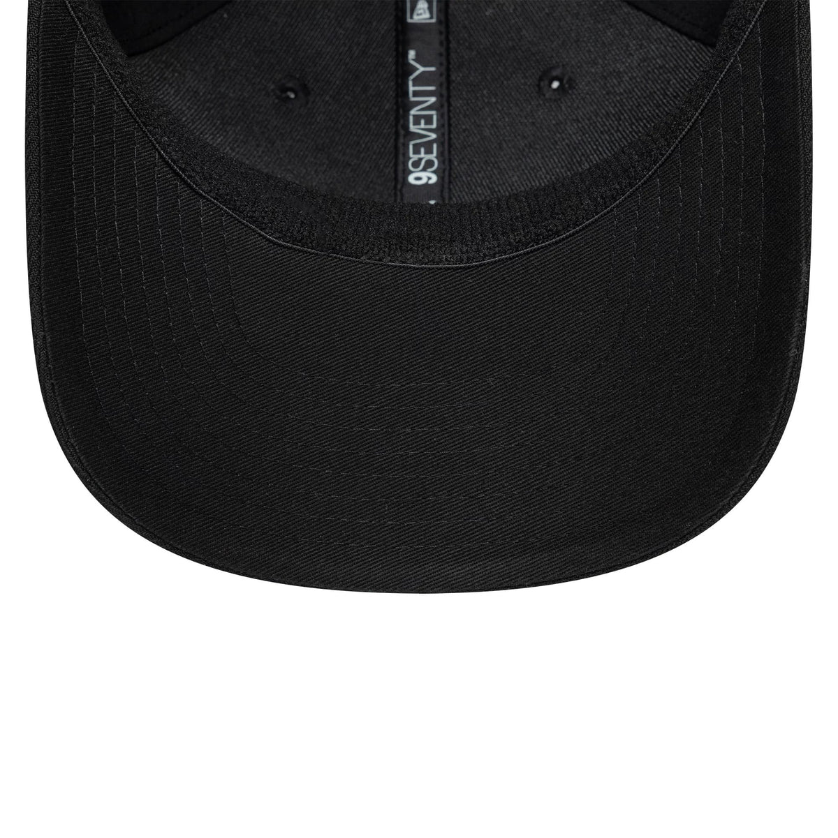 Pictured is this New Era Big Script 9SEVENTY Stretch Snap cap in black. 7