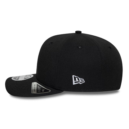 Pictured is this New Era Big Script 9SEVENTY Stretch Snap cap in black. 6
