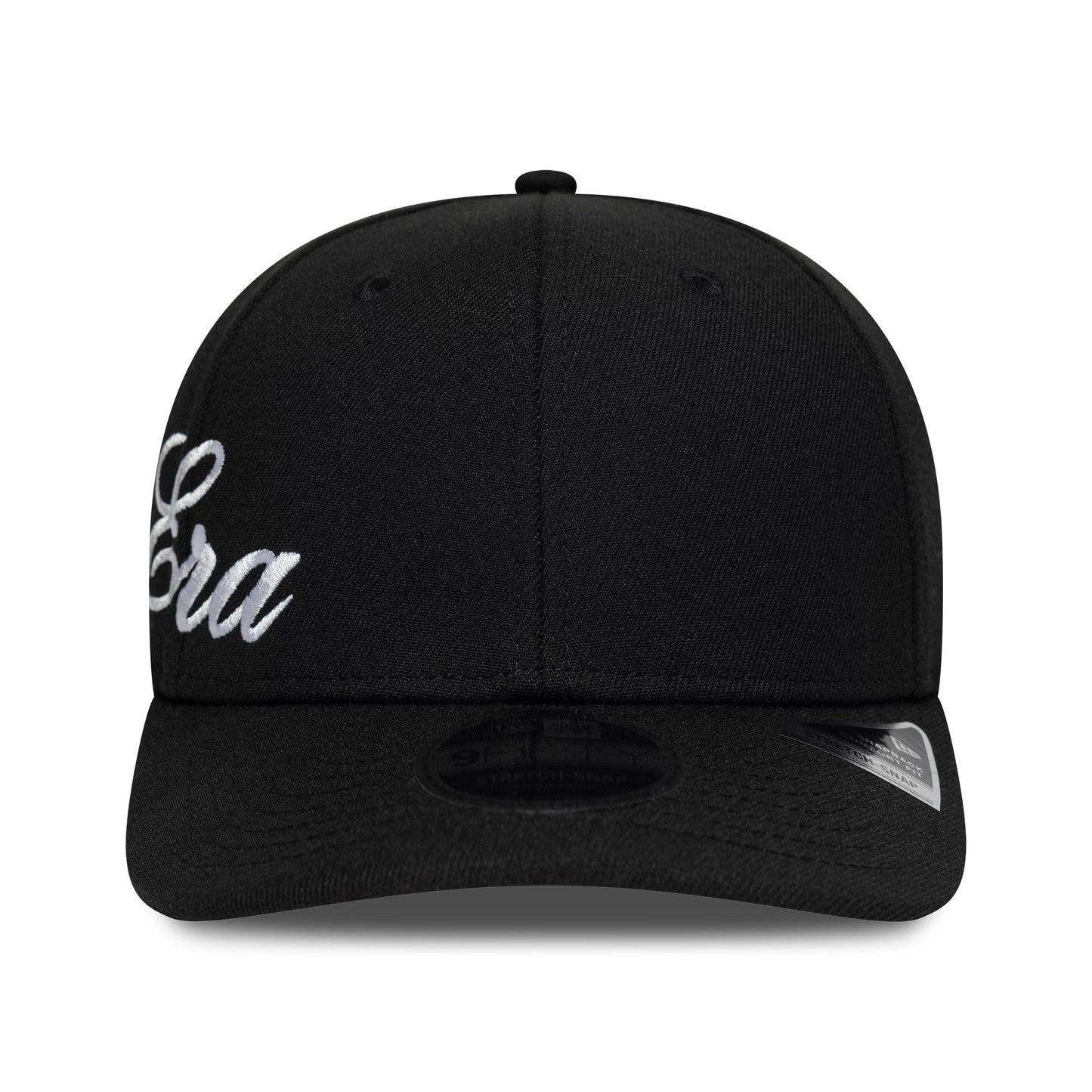 Pictured is this New Era Big Script 9FIFTY Stretch Snap cap in black. 2
