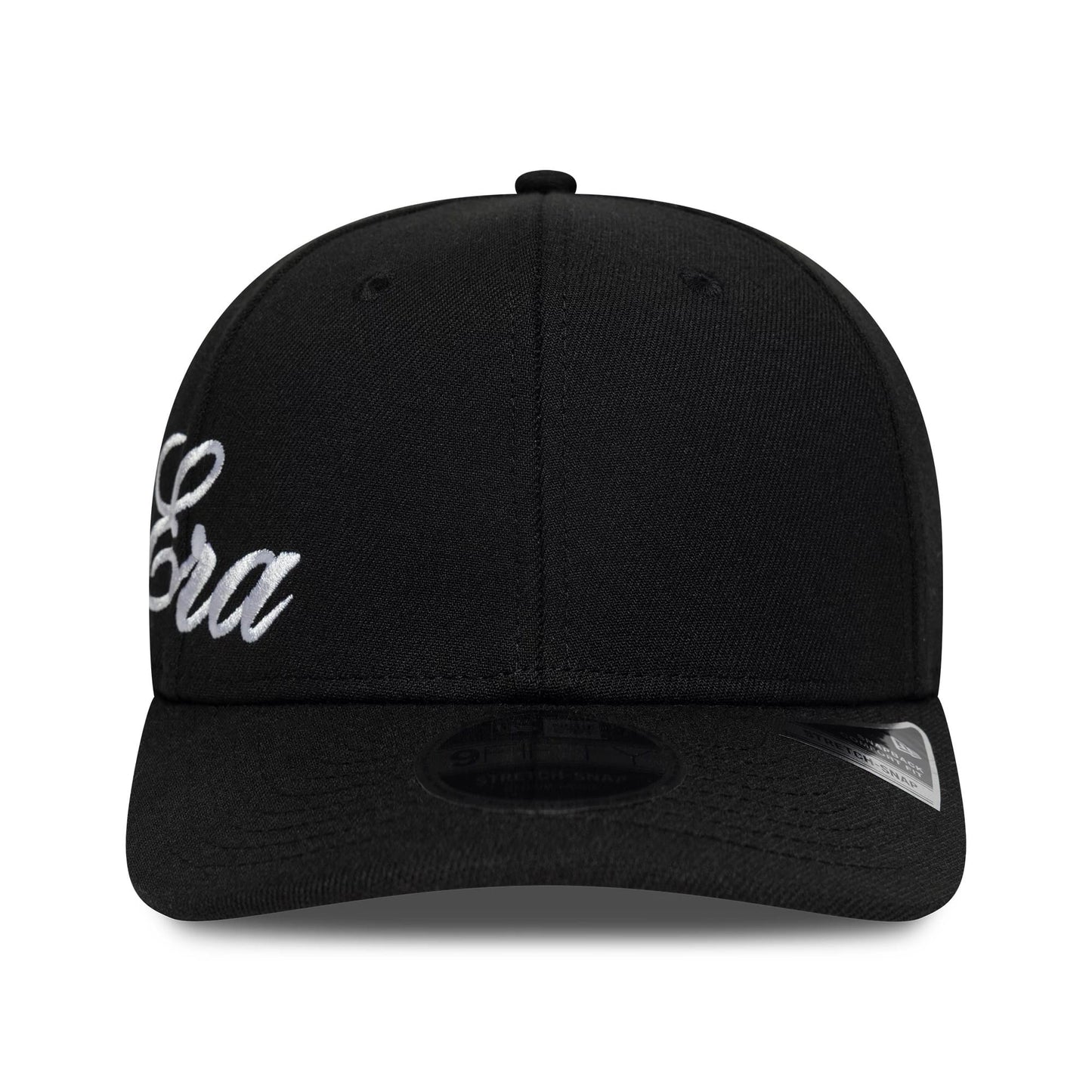 Pictured is this New Era Big Script 9FIFTY Stretch Snap cap in black. 2