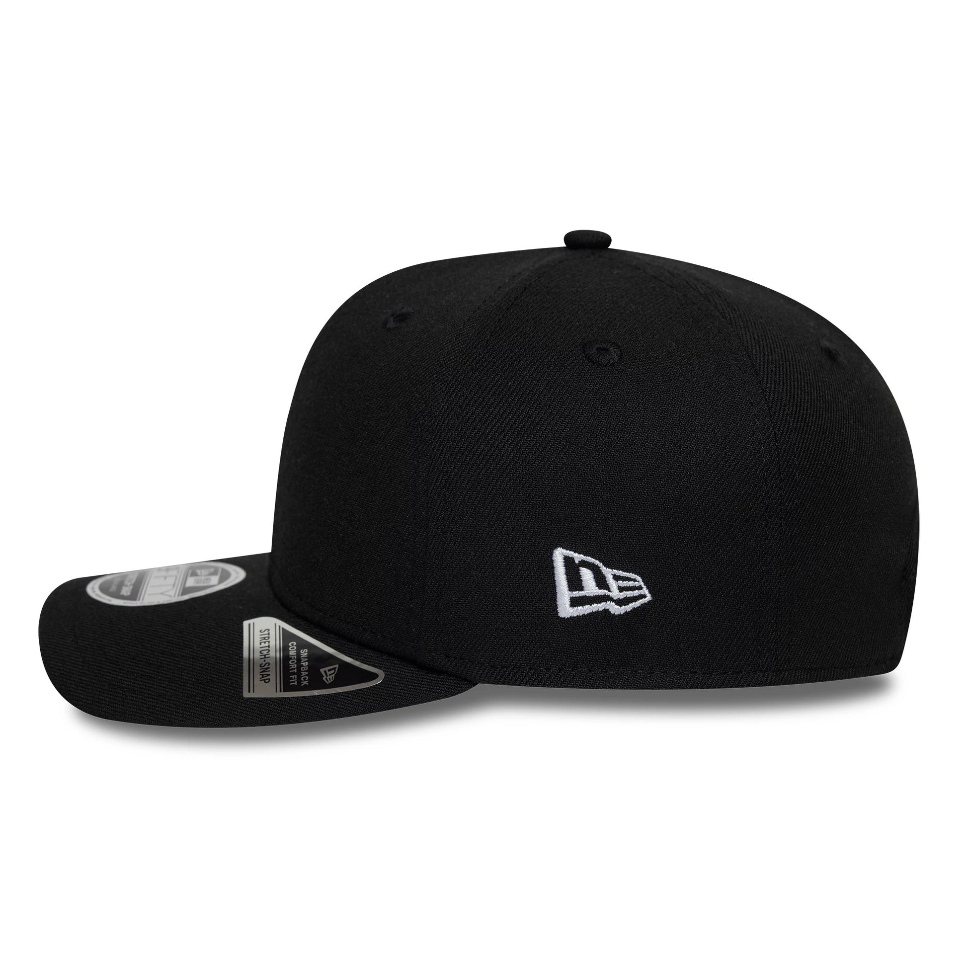 Pictured is this New Era Big Script 9FIFTY Stretch Snap cap in black. 6