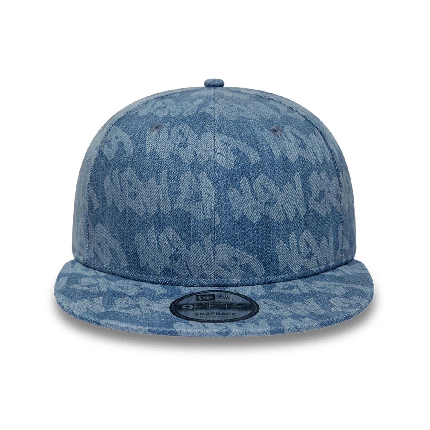 Pictured is this New Era Laser Burnout Washed Denim 9FIFTY Snapback Adjustable cap in navy. 3