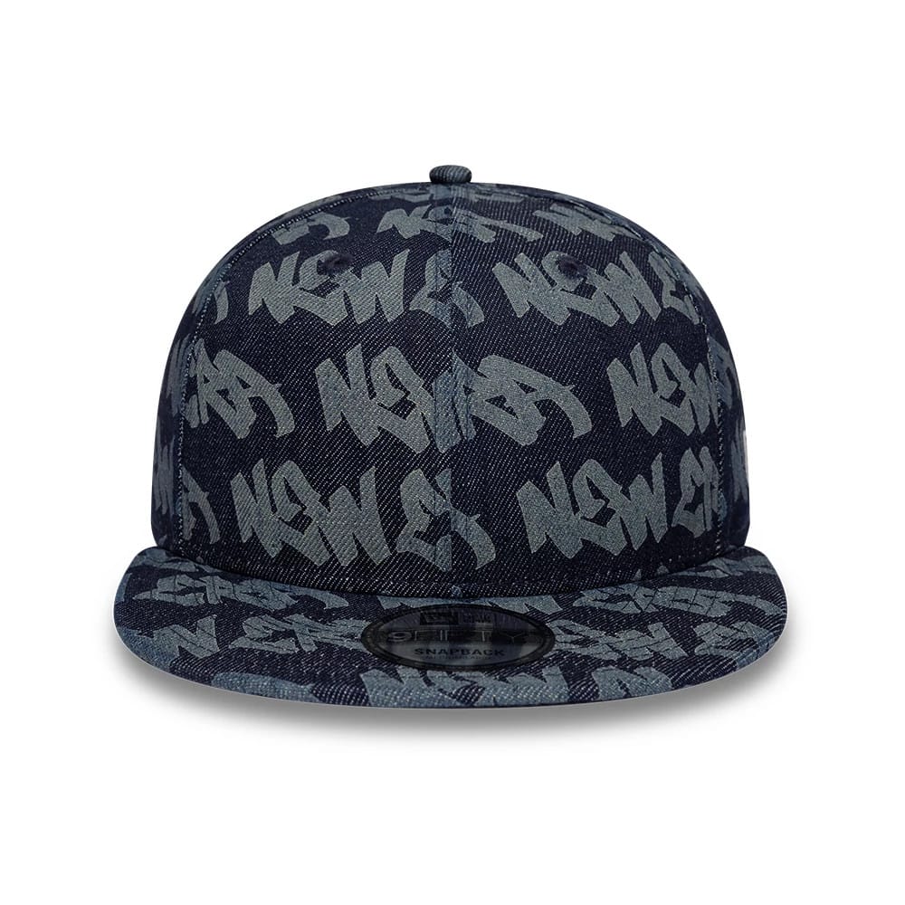 Pictured is this New Era Laser Burnout Denim 9FIFTY Snapback Adjustable cap in navy. 2