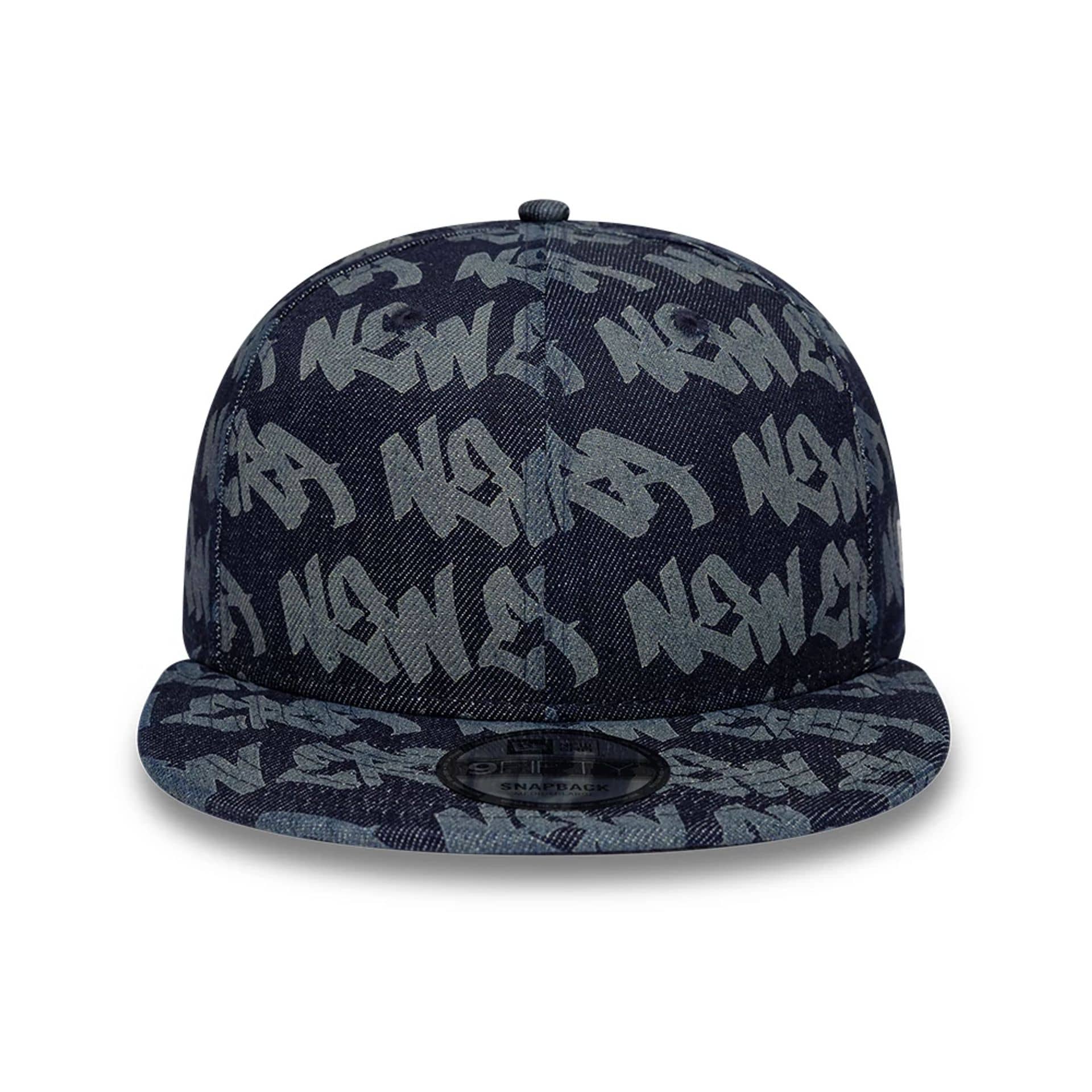 Pictured is this New Era Laser Burnout Denim 9FIFTY Snapback Adjustable cap in navy. 2