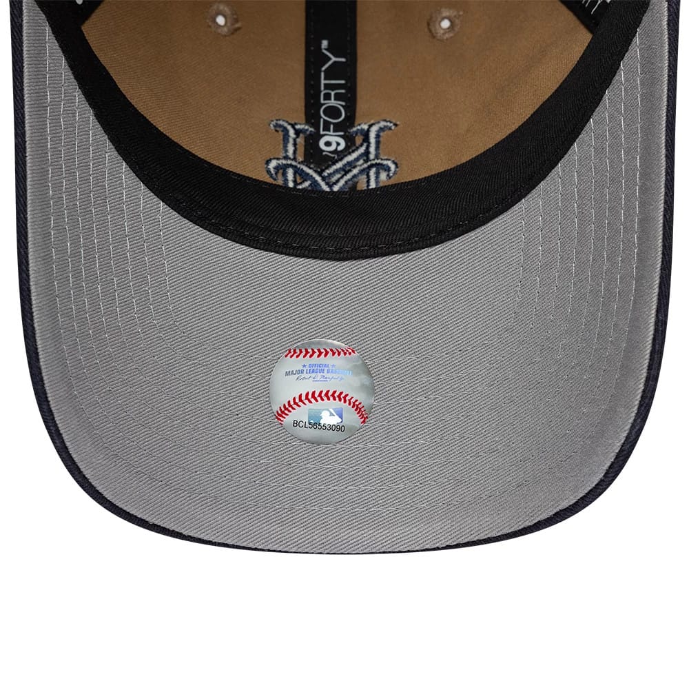 Pictured is this MLB New York Mets 9FORTY Unstructured cap in Beige. 2