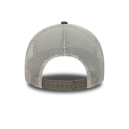 Pictured is this MLB Patch San Diego Padres 9FORTY A-Frame Trucker cap in light beige. 6