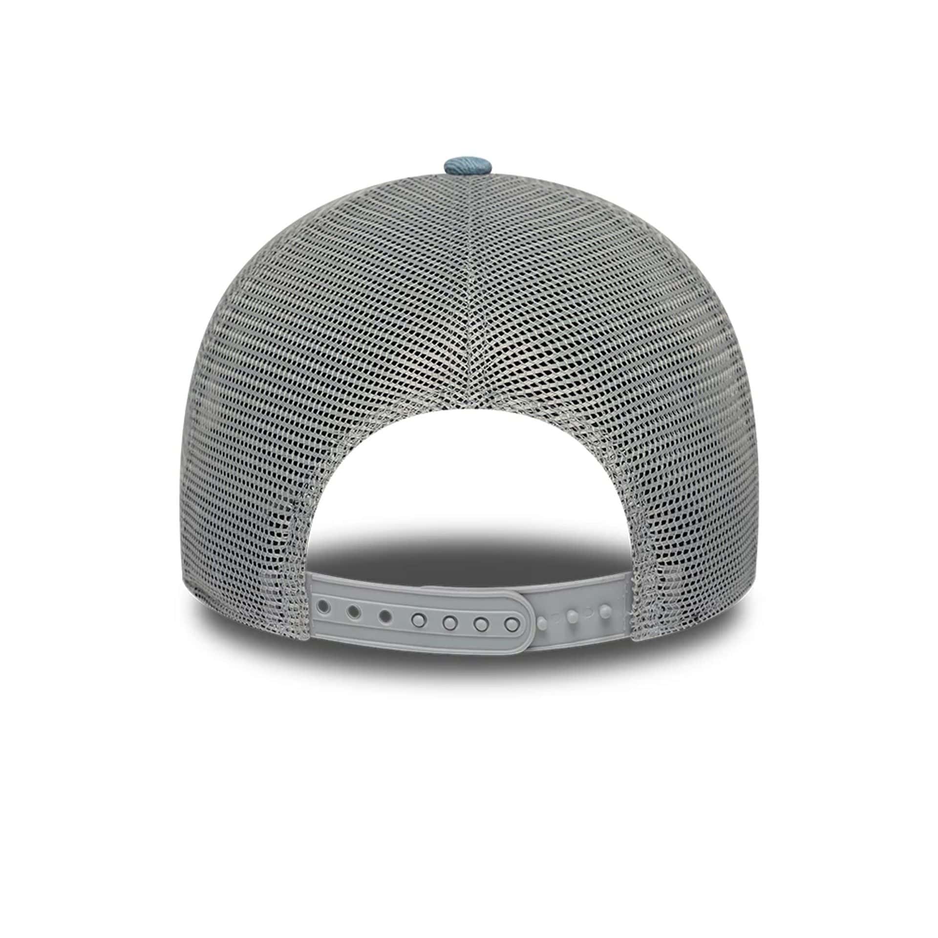 Pictured is this New Era Washed Denim 9FORTY A-Frame Trucker cap in navy. 5