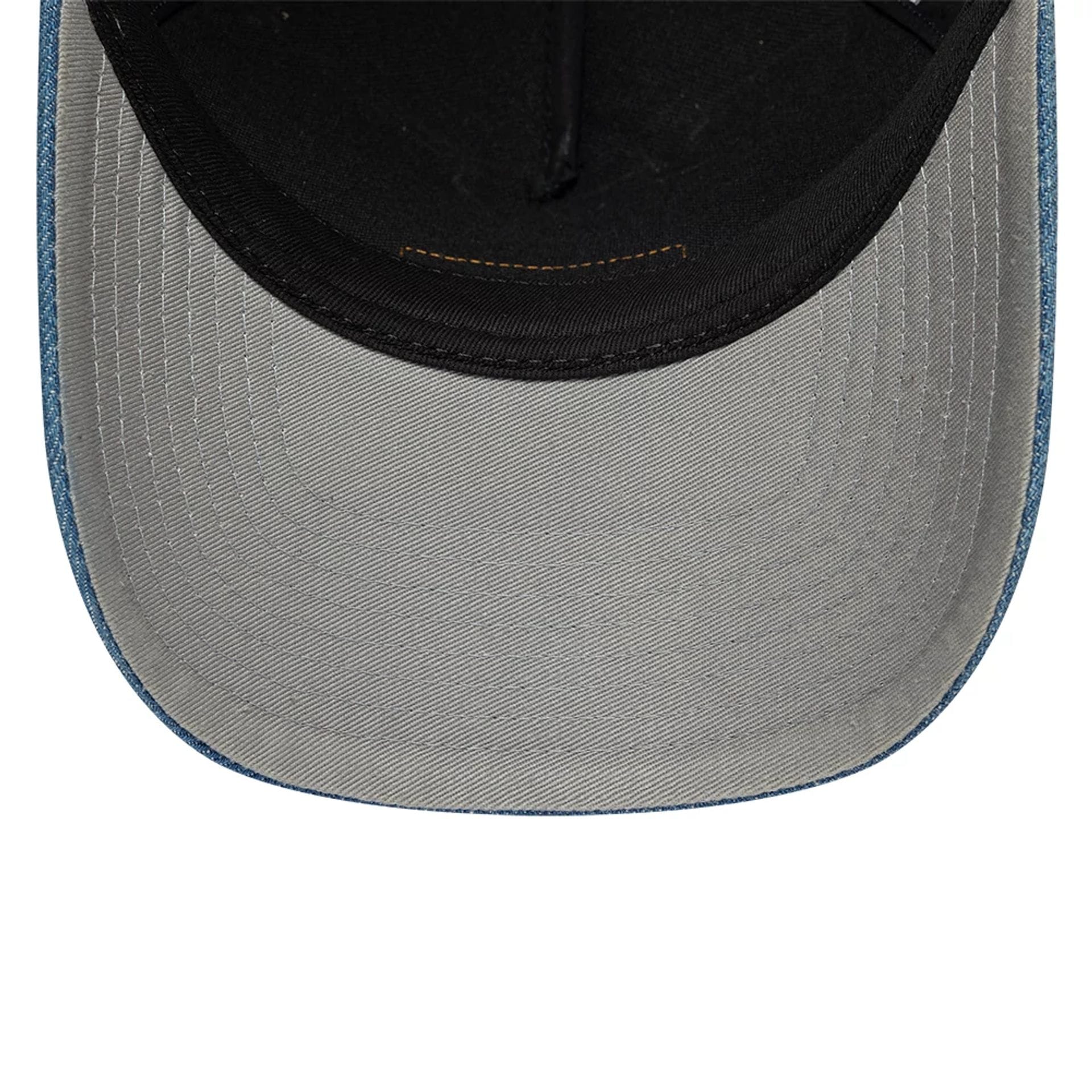 Pictured is this New Era Washed Denim 9FORTY A-Frame Trucker cap in navy. 2