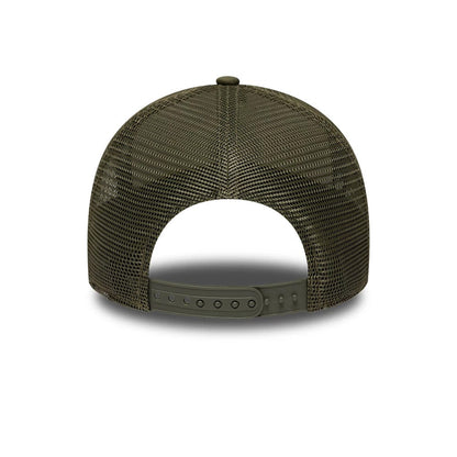 Pictured is this New Era Round Patch 9FORTY A-Frame Trucker Adjustable cap in white. 6