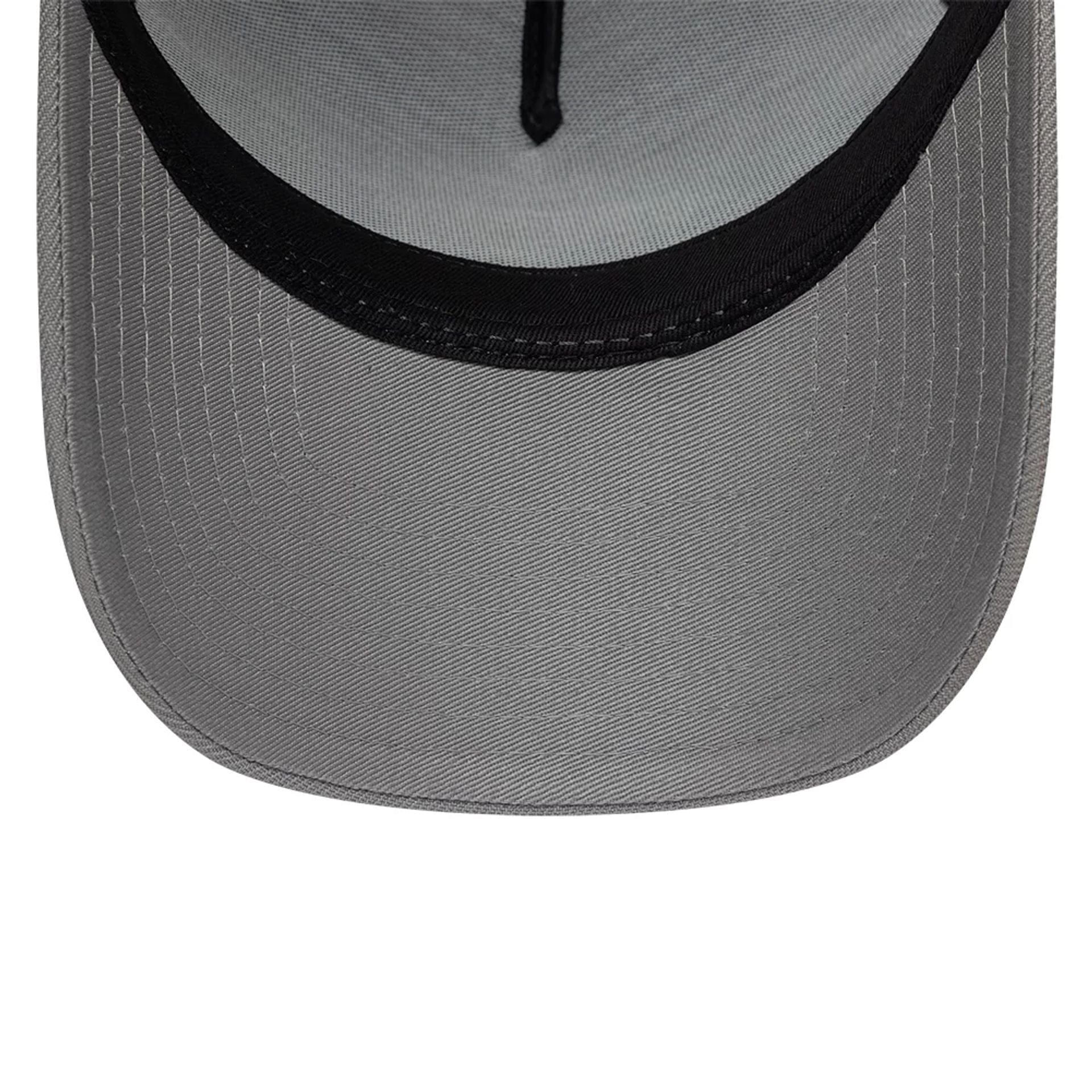 Pictured is this New Era Paisley Emblem 9FORTY A-Frame Trucker cap in grey. 7