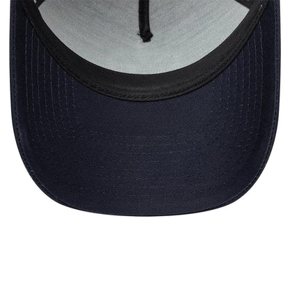 Pictured is this MLB Patch New York Yankees 9FORTY A-Frame Trucker cap in grey & navy. 7