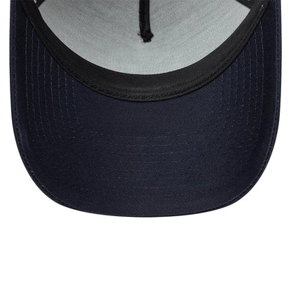 Pictured is this MLB Patch New York Yankees 9FORTY A-Frame Trucker cap in grey & navy. 7