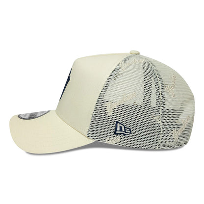 Pictured is this MLB Mesh New York Yankees 9FORTY A-Frame Trucker cap in cream. 6