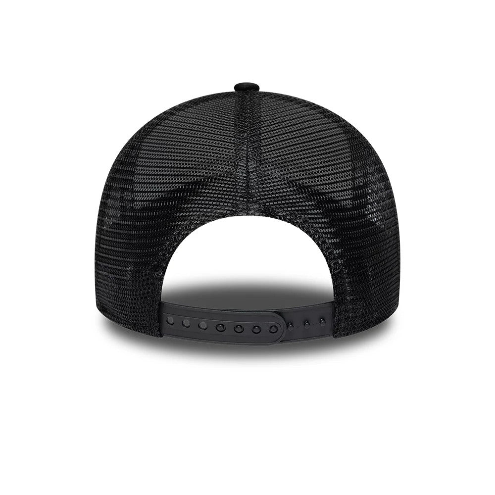 Pictured is this New Era Handwritten 9FORTY A-Frame Trucker cap in white & black. 6