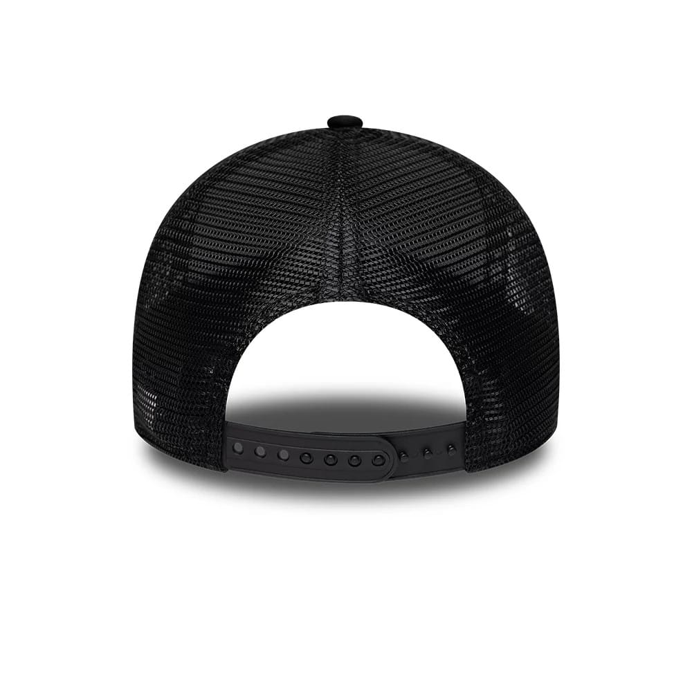 Pictured is this New Era Handwritten 9FORTY A-Frame Trucker cap in black. 6