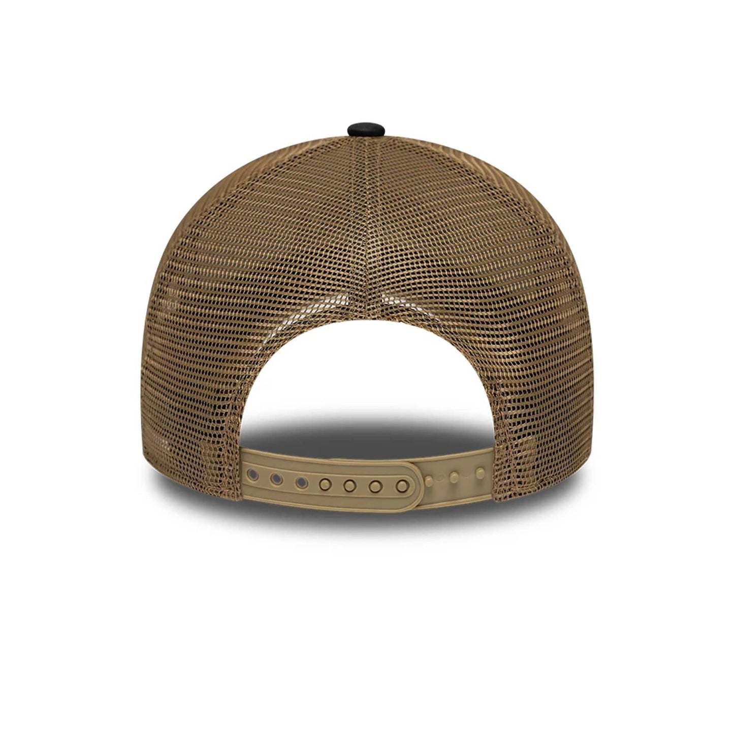 Pictured is this New Era Collegiate 9FORTY A-Frame Trucker cap in Beige. 6