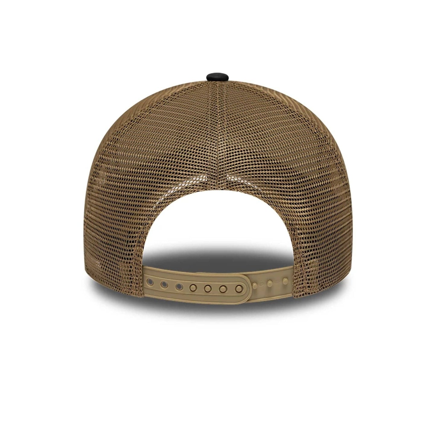Pictured is this New Era Collegiate 9FORTY A-Frame Trucker cap in Beige. 6