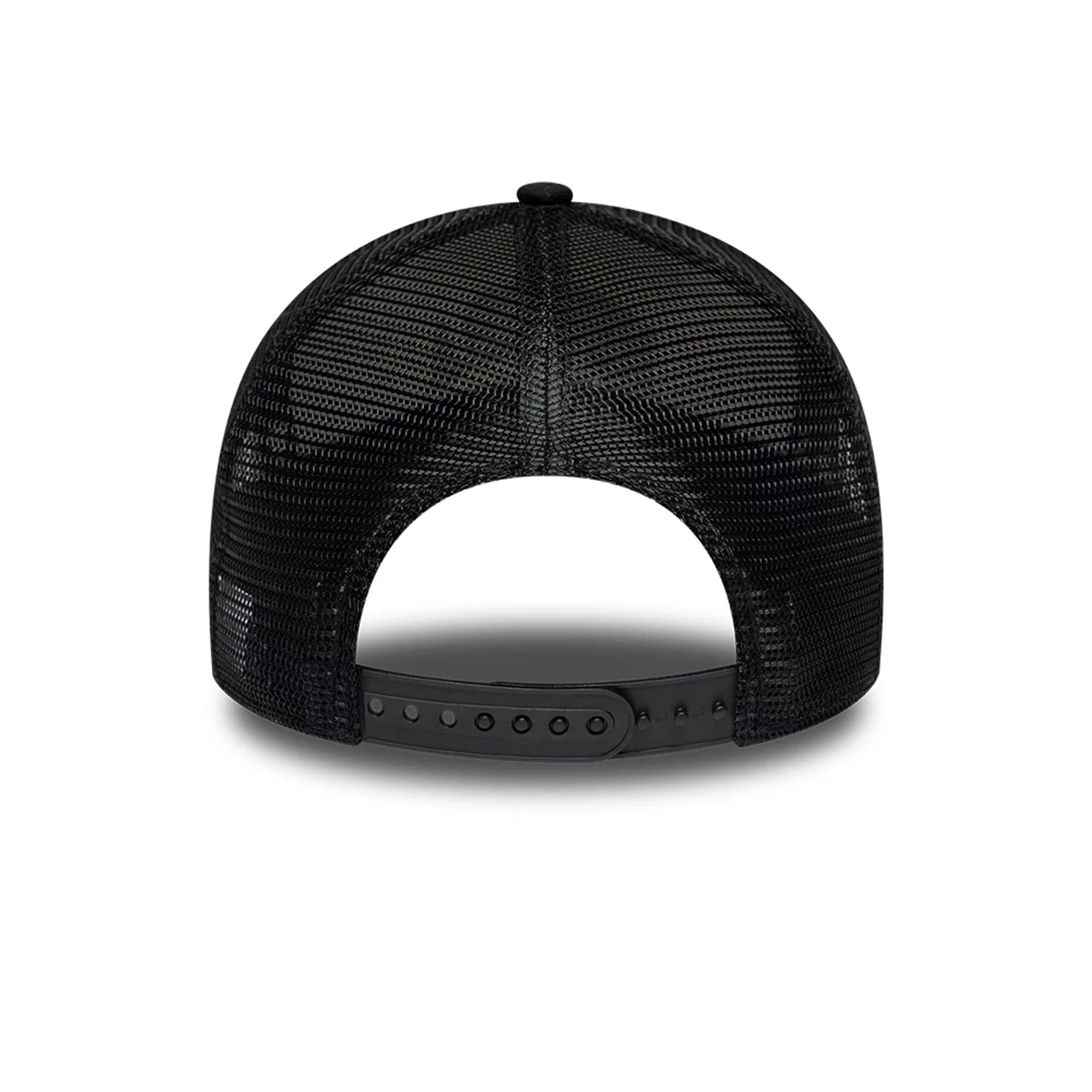 Pictured is this New Era Collegiate 9FORTY A-Frame Trucker cap in Cream. 6