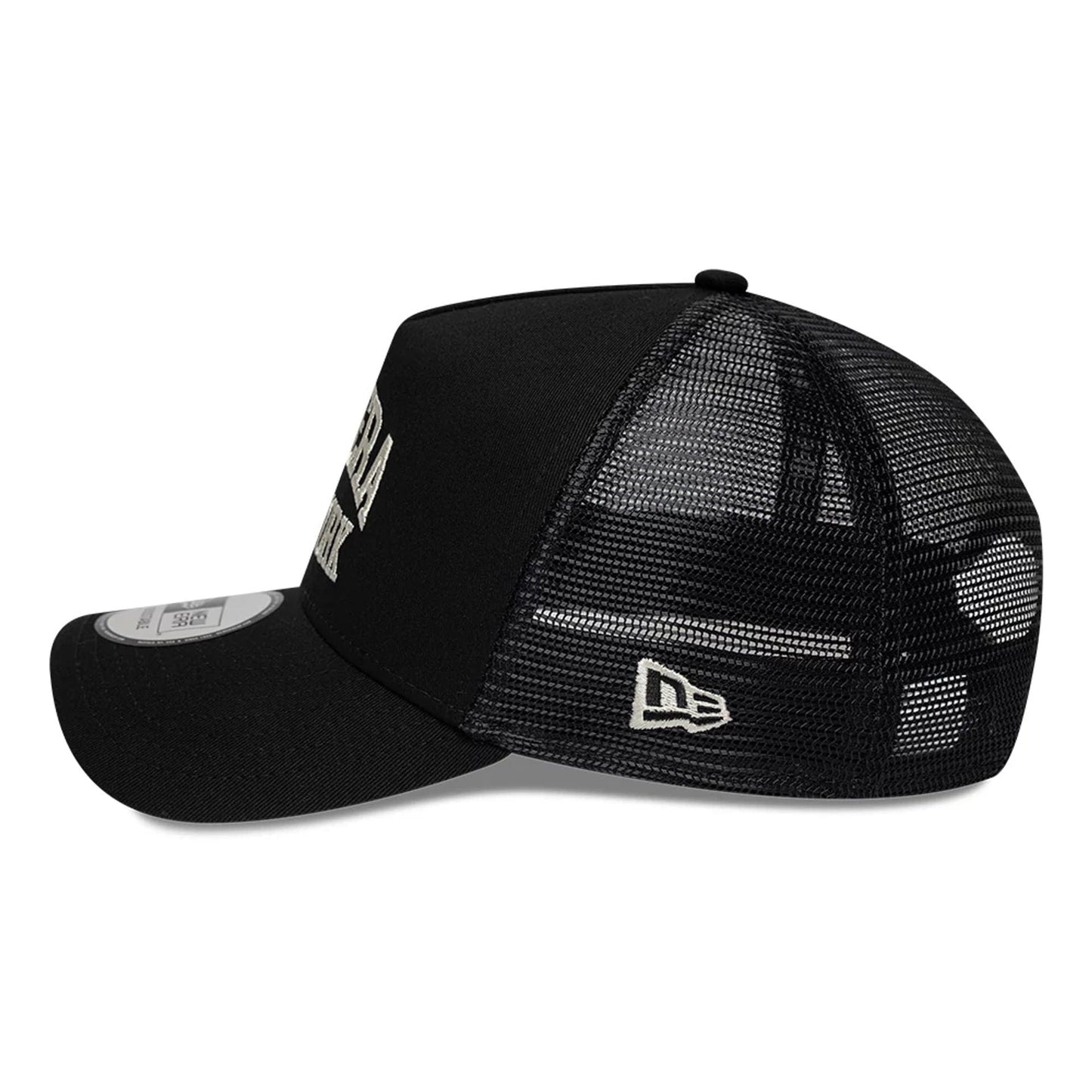Pictured is this New Era Collegiate 9FORTY A-Frame Trucker cap in black. 5