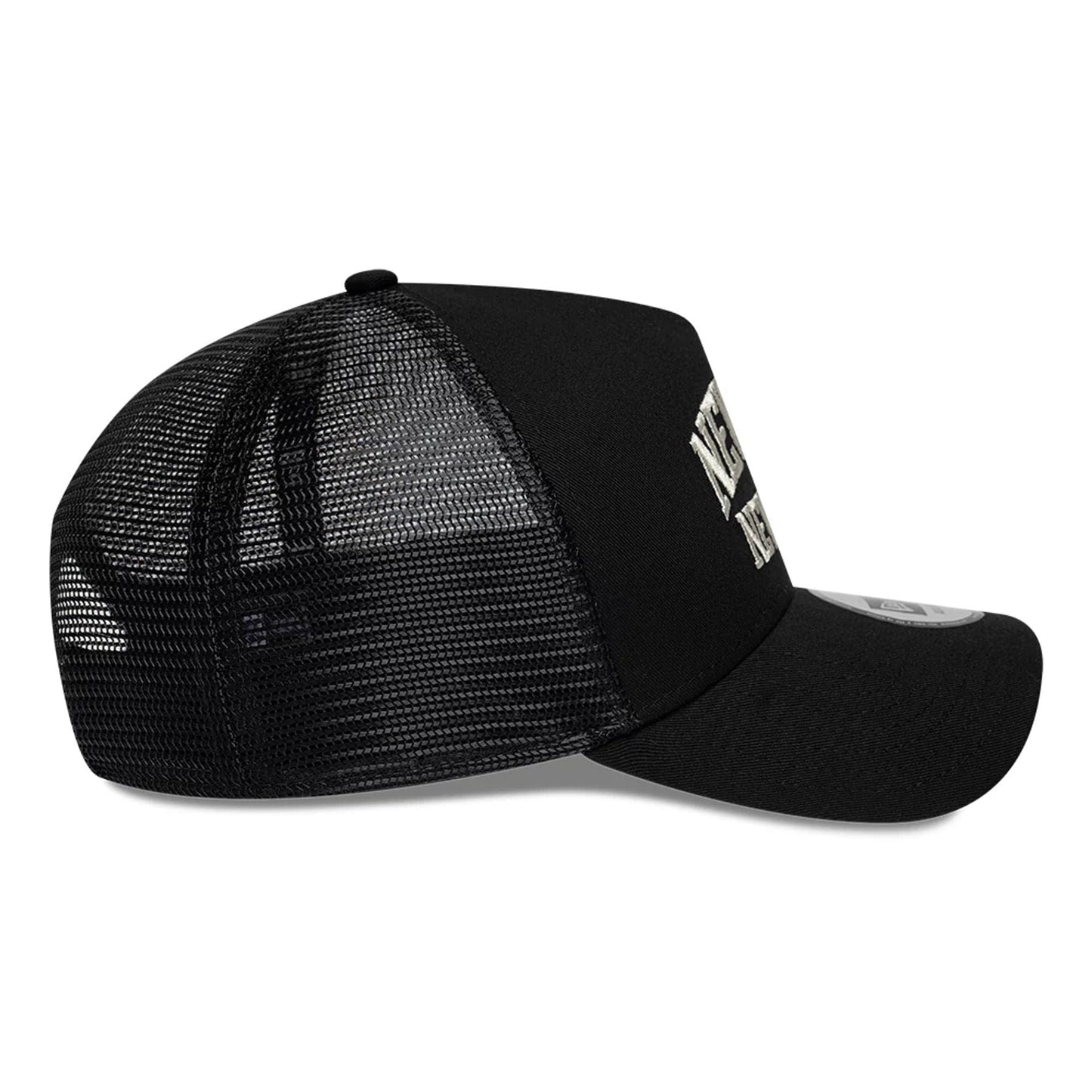 Pictured is this New Era Collegiate 9FORTY A-Frame Trucker cap in black. 6