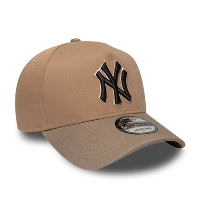 Pictured is this MLB Mocha Mousse New York Yankees 9FORTY A-Frame Adjustable cap in beige. 3