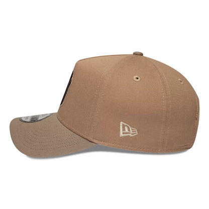 Pictured is this MLB Mocha Mousse New York Yankees 9FORTY A-Frame Adjustable cap in beige. 4