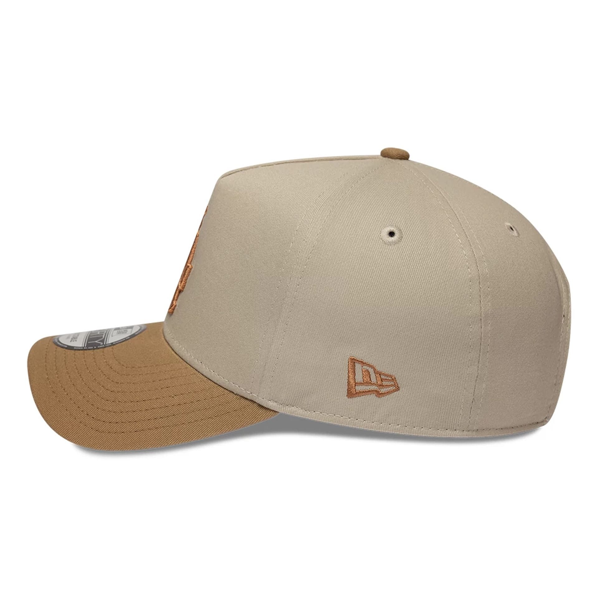 Pictured is this MLB Mocha Mousse LA Dodgers 9FORTY A-Frame Adjustable cap in beige. 4
