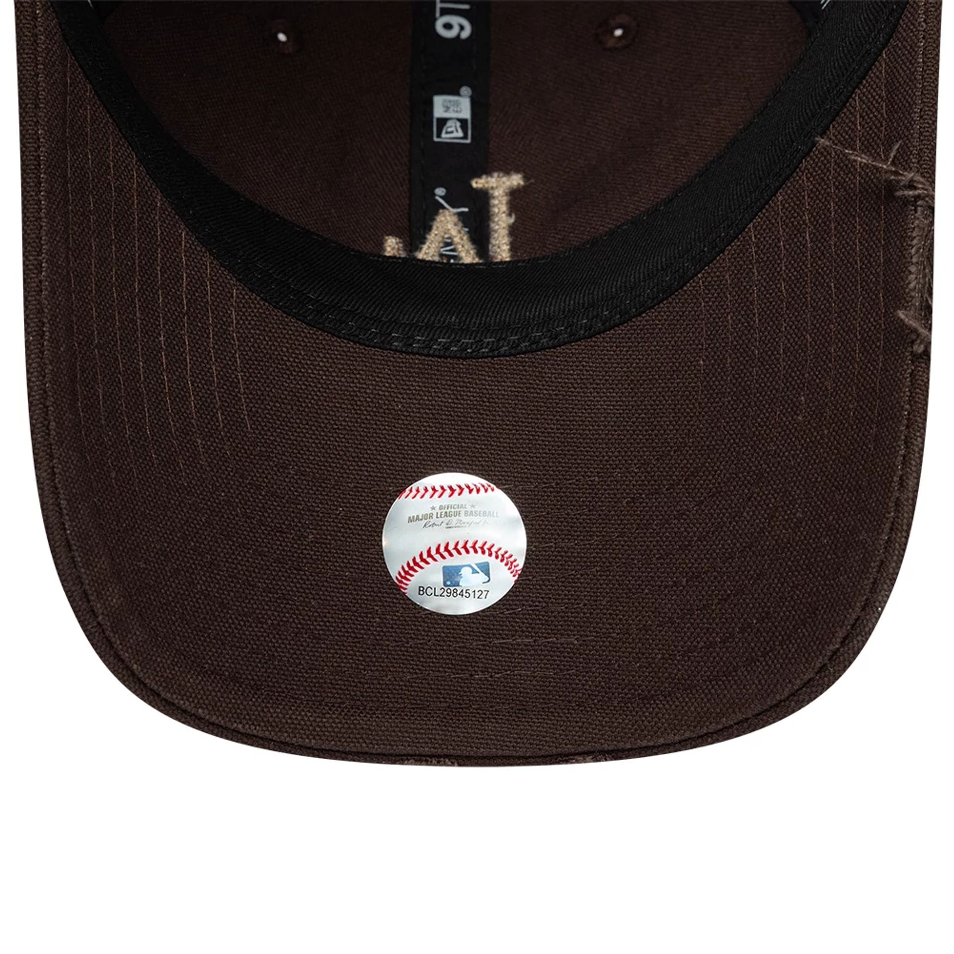 Pictured is this MLB Distressed LA Dodgers 9TWENTY cap in dark brown. 5