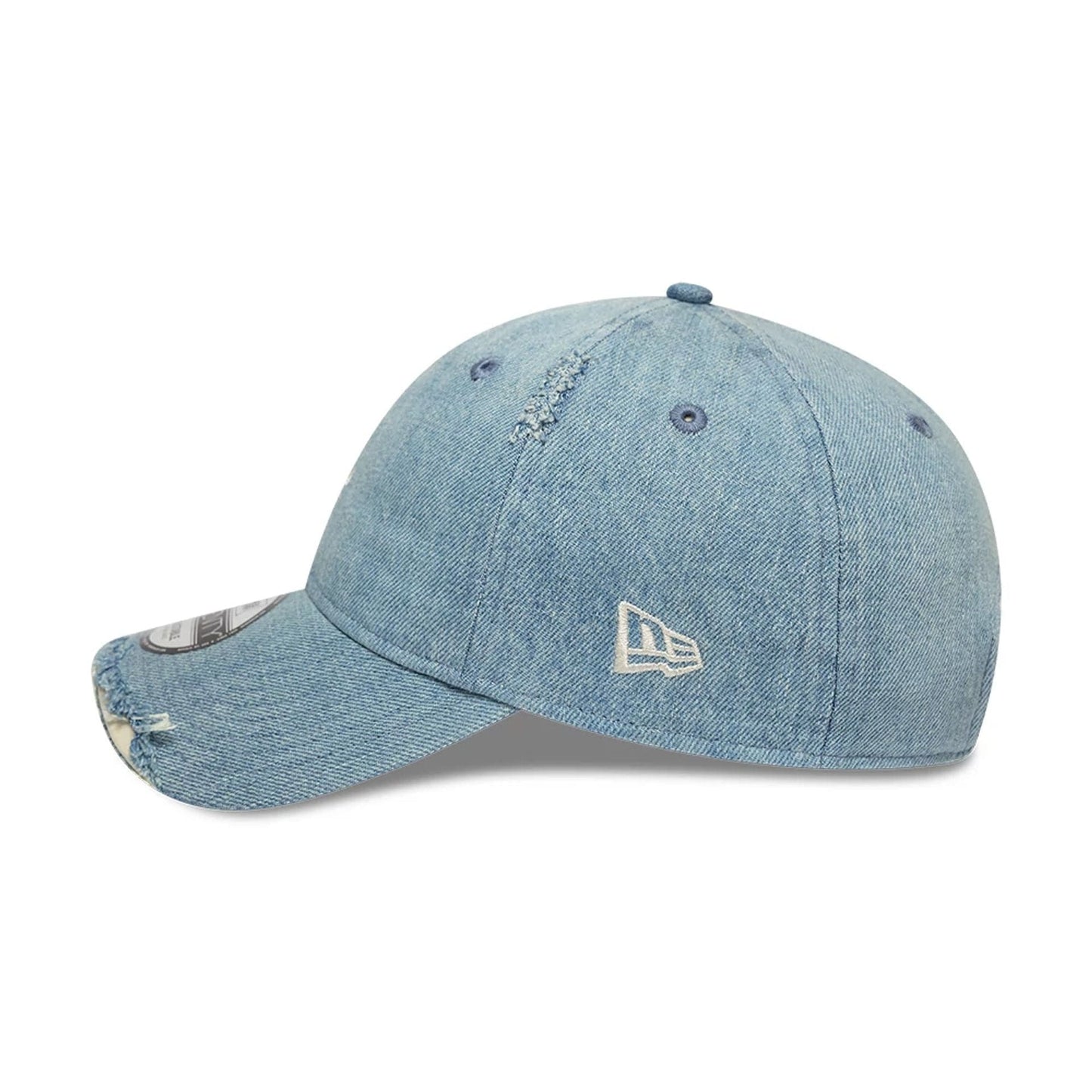 Pictured is this MLB Distressed Washed Denim LA Dodgers 9TWENTY cap in blue. 5