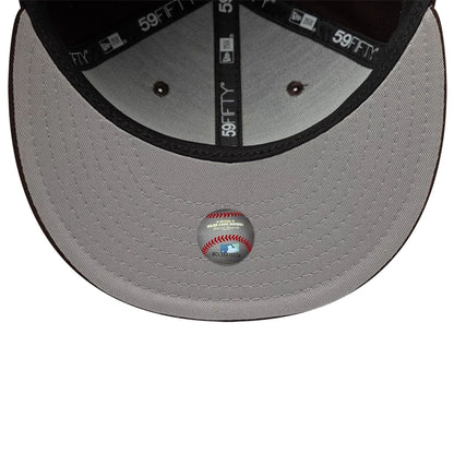 Pictured is this Hajime Sorayama X MLB San Diego Padres 59FIFTY Fitted cap in Dark Brown. 2