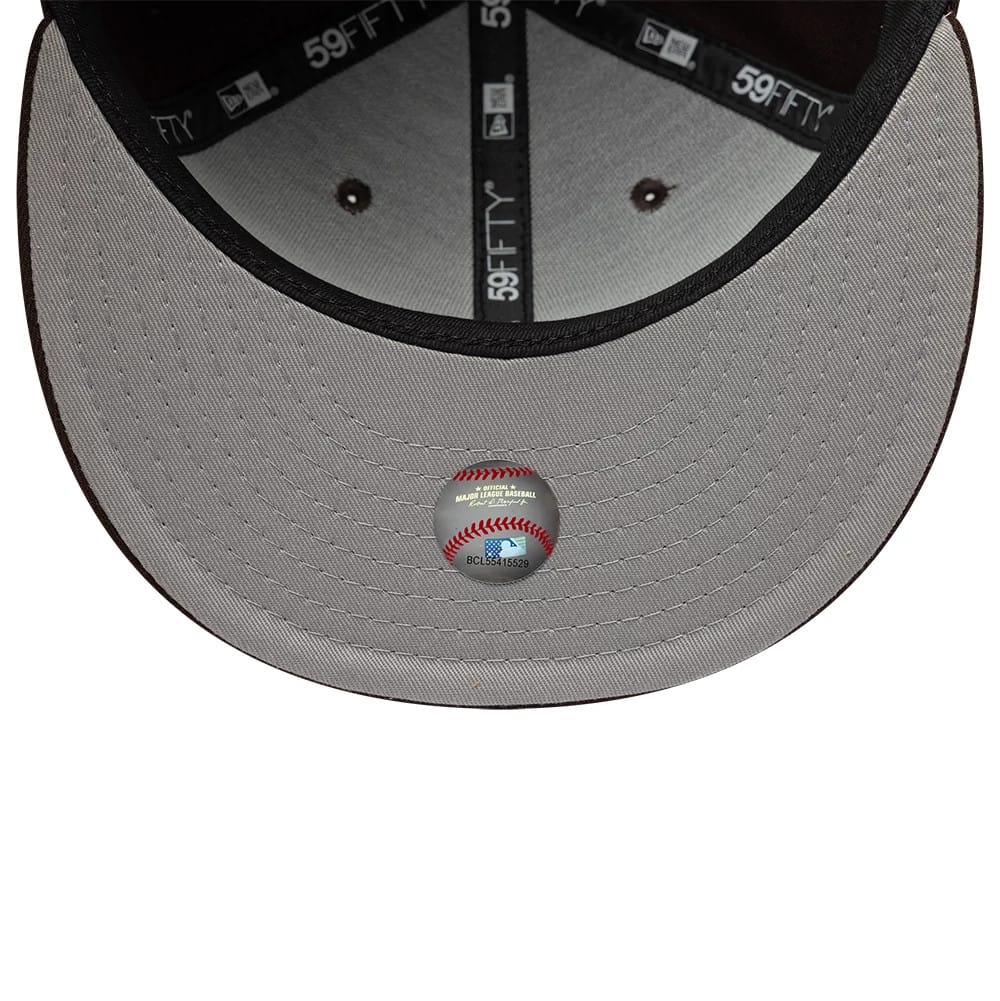 Pictured is this Hajime Sorayama X MLB San Diego Padres 59FIFTY Fitted cap in Dark Brown. 2