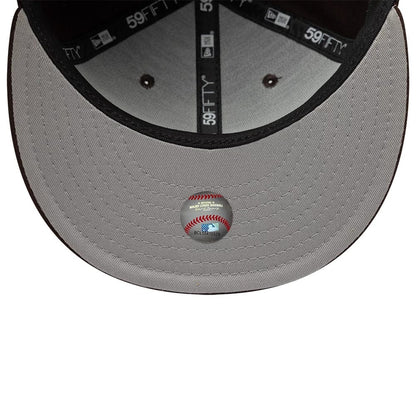 Pictured is this Hajime Sorayama X MLB San Diego Padres 59FIFTY Fitted cap in Dark Brown. 2
