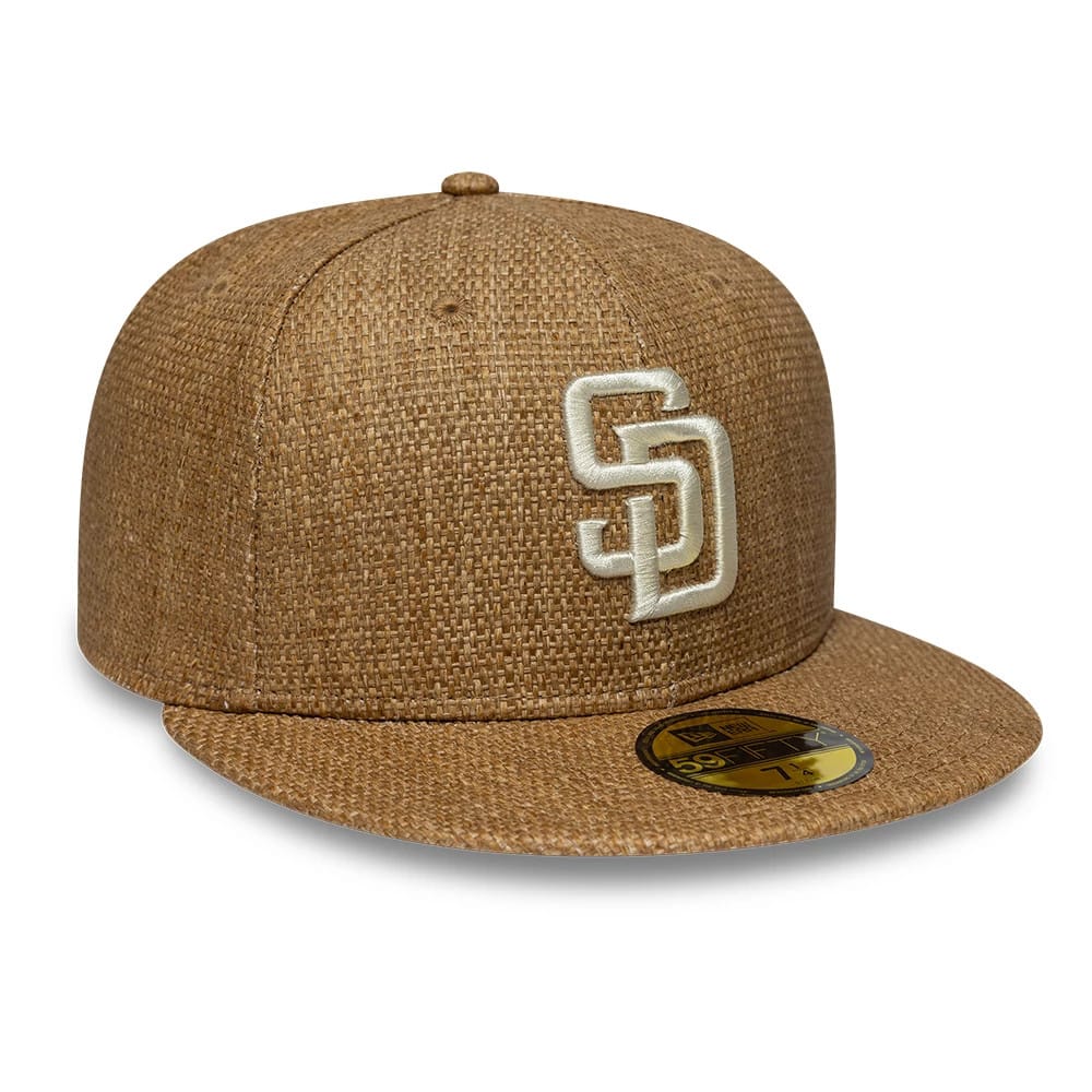 Pictured is this MLB Straw San Diego Padres 59FIFTY Fitted cap in Dark Beige. 3