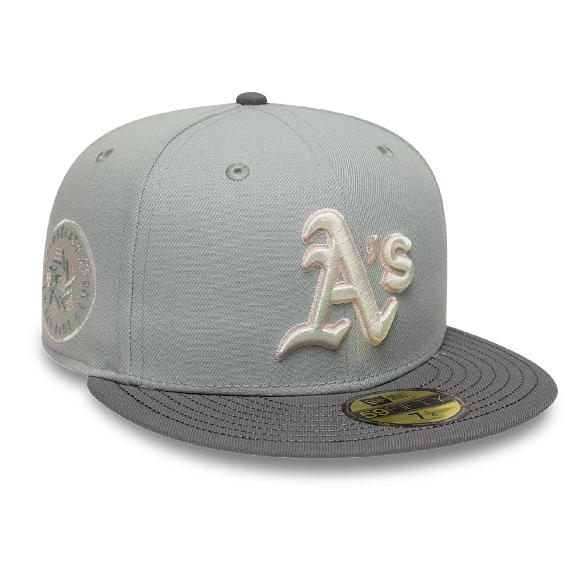 Pictured is this MLB Sakura Nagashi Athletics 59FIFTY Fitted cap in grey. 1