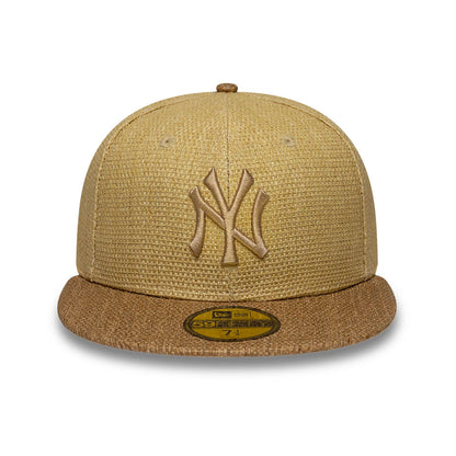 Pictured is this MLB Straw New York Yankees 59FIFTY Fitted cap in beige. 2