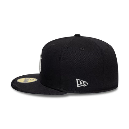 Pictured is this MLB Distressed New York Yankees 59FIFTY Fitted cap in black. 5
